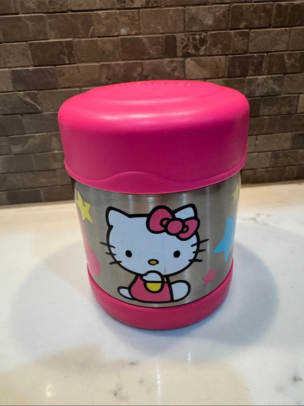 Hello Kitty Pink Stainless Steel Snack Container with Stars